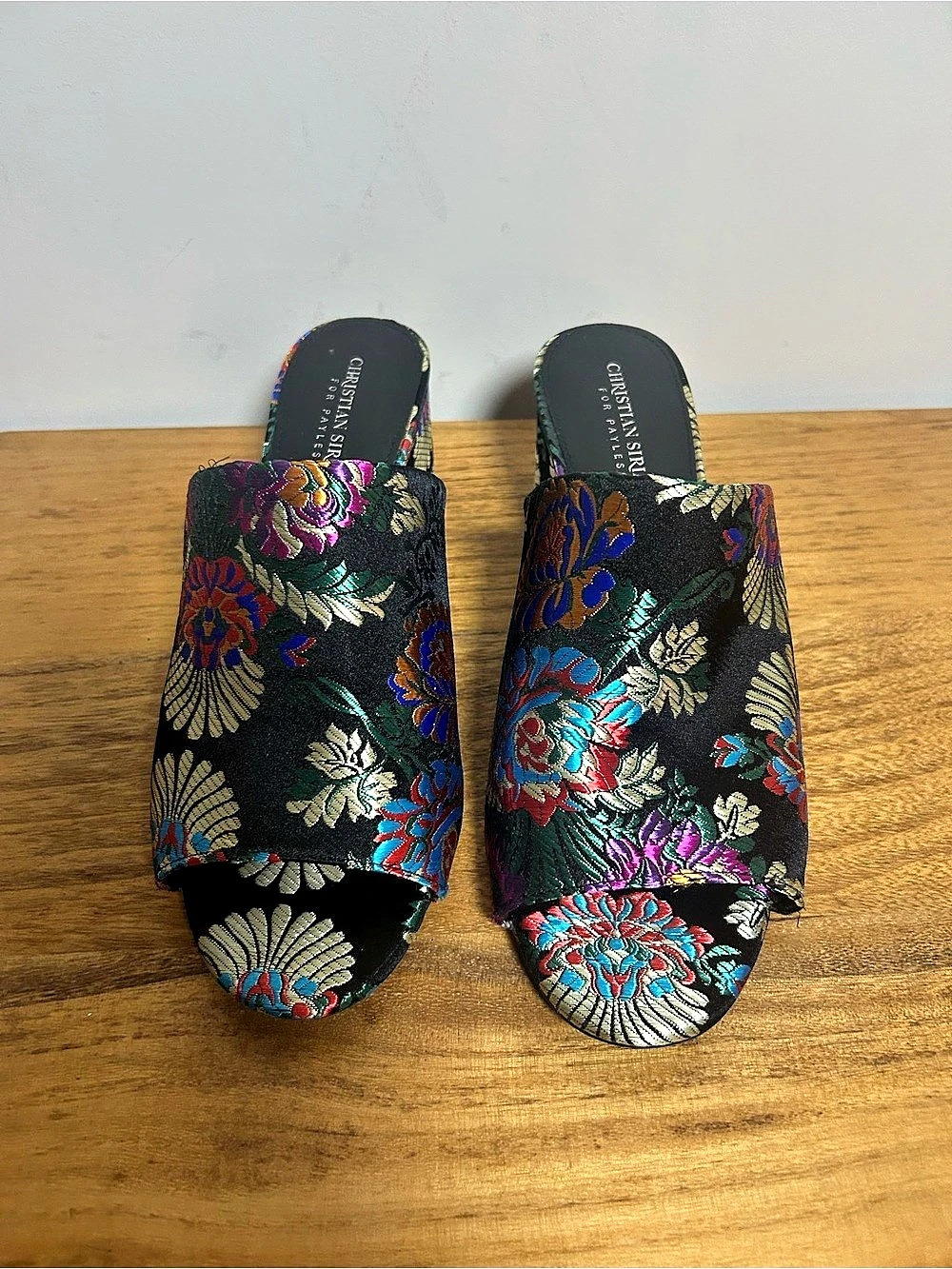 Christian Siriano Floral Brocade Block Heel Mules Sz 10
